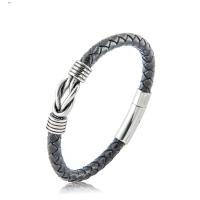 PU Leather Bracelet, with 304 Stainless Steel, for man, black Approx 8.26 Inch 