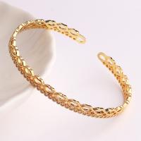 Brass Cuff Bangle, 18K gold plated, micro pave cubic zirconia & for woman 