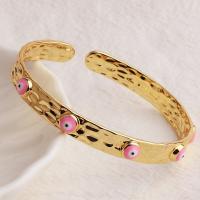 Brass Cuff Bangle, 18K gold plated, Adjustable & for woman & enamel 58mm 