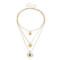 Fashion Multi Layer Necklace, Zinc Alloy, gold color plated, three layers & fashion jewelry & for woman & enamel, golden, 25mm cm 