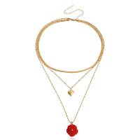 Fashion Multi Layer Necklace, Zinc Alloy, with Acrylic, gold color plated, three layers & fashion jewelry & for woman, two different colored, 20mm cm 