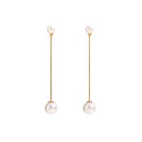Stainless Steel Drop Earring, 304 Stainless Steel, with ABS Plastic Pearl, Vacuum Ion Plating, fashion jewelry & for woman, two different colored 