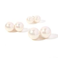 Plastic Stud Earring, 304 Stainless Steel, with ABS Plastic Pearl, Vacuum Ion Plating, fashion jewelry & for woman, white 
