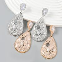 Zinc Alloy Rhinestone Drop Earring, gold color plated, fashion jewelry & micro pave cubic zirconia & for woman & with rhinestone 