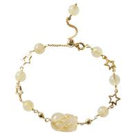 Rutilated Quartz Bracelet, with Brass, gold color plated, fashion jewelry & for woman, gold 30018mmu30017mm cm 