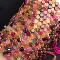 Natürlicher Turmalin Perlen, flache Runde, DIY, gemischte Farben, 5-5.5mm, Länge:ca. 38 cm, verkauft von Strang