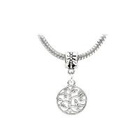 Zinc Alloy European Pendants, Flat Round, silver color plated, Unisex & hollow Approx 