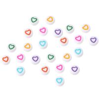 Эмалированые акриловые бусины, Акрил, Плоская круглая форма, DIY & с рисунками сердца & эмаль, Много цветов для выбора отверстие:Приблизительно 1mm, продается сумка