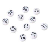 Schmelz Acryl Perlen, flache Runde, DIY & verschiedene Muster für Wahl & Emaille, keine, 7x7x4mm, Bohrung:ca. 1mm, verkauft von Tasche