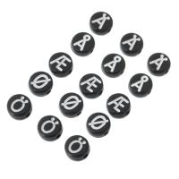 Schmelz Acryl Perlen, flache Runde, DIY & verschiedene Muster für Wahl & Emaille, keine, 7x7x3.5mm, Bohrung:ca. 1mm, verkauft von Tasche