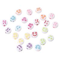 Schmelz Acryl Perlen, flache Runde, DIY & verschiedene Muster für Wahl & Emaille, keine, 7x7x3.5mm, Bohrung:ca. 1mm, verkauft von Tasche