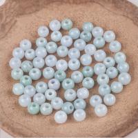 Jade Burma Bead, Round, Carved, DIY green 
