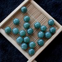 Jade Burma Bead, Round, Carved, DIY green 