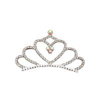 Zinc Alloy Hair Accessories DIY Findings, Crown, silver color plated, with rhinestone, silver color 