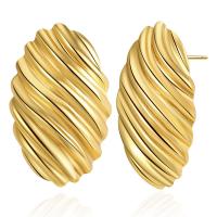 Zinc Alloy Stud Earring, Ellipse, gold color plated, for woman, golden 