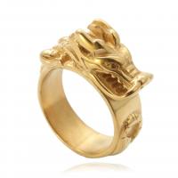 316L Stainless Steel Finger Ring, polished, vintage & for man, golden, 9mm 