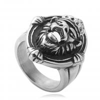 316L Stainless Steel Finger Ring, polished, vintage & for man, silver color, 28mm 
