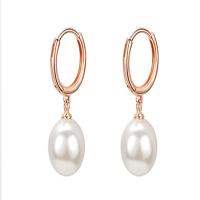 Huggie Hoop Drop Earring, 925 Sterling Silver, with Shell Pearl, plated & for woman 