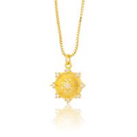 Cubic Zircon Micro Pave Brass Necklace, gold color plated & micro pave cubic zirconia & for woman, gold cm 