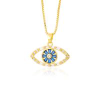 Cubic Zircon Micro Pave Brass Necklace, Eye, gold color plated & micro pave cubic zirconia & for woman, gold cm 