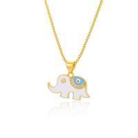 Evil Eye Jewelry Necklace, Brass, Elephant, gold color plated, micro pave cubic zirconia & for woman & enamel Approx 19.68 Inch 