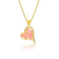 Cubic Zircon Micro Pave Brass Necklace, Heart, gold color plated, micro pave cubic zirconia & for woman & enamel Approx 19.68 