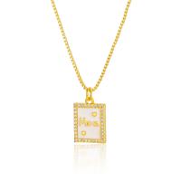 Cubic Zircon Micro Pave Brass Necklace, gold color plated & micro pave cubic zirconia & for woman & enamel Approx 19.68 