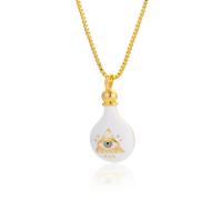 Evil Eye Jewelry Necklace, Brass, gold color plated, for woman & enamel Approx 19.68 Inch 