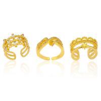 Латунь Манжеты палец кольцо, плакирован золотом, Регулируемый & разные стили для выбора & инкрустированное микро кубического циркония & Женский, золотой, продается PC