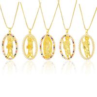 Cubic Zircon Micro Pave Brass Necklace, gold color plated & micro pave cubic zirconia & for woman Approx 19.68 Inch 