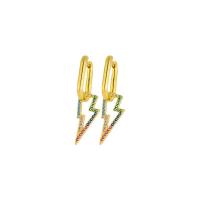 Huggie Hoop Drop Earring, Латунь, плакирован золотом, разные стили для выбора & инкрустированное микро кубического циркония & Женский, золотой, продается Пара