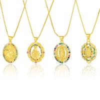 Cubic Zircon Micro Pave Brass Necklace, gold color plated & micro pave cubic zirconia & for woman, multi-colored Approx 19.68 Inch 