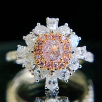 Латунное кольцо с стразами, Латунь, Форма цветка, Другое покрытие, регулируемый & Женский & со стразами, размер:6-8, продается PC