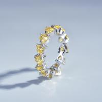 Латунное кольцо с стразами, Латунь, Сердце, покрытый платиной, регулируемый & Женский & со стразами, Много цветов для выбора, размер:6-8, продается PC