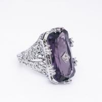 Crystal Brass Finger Ring, with Crystal, Geometrical Pattern, platinum plated & for woman & hollow, US Ring 