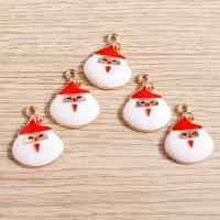 Zinc Alloy Christmas Pendants, Santa Claus, Christmas Design & DIY & enamel, white 
