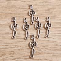 Zinc Alloy Charm Connector, Music Note, antique silver color plated, DIY & hollow 