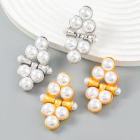 Kunststoff Perle Zink Legierung Ohrring, Zinklegierung, mit ABS-Kunststoff-Perlen, plattiert, Modeschmuck & für Frau, keine, 46x31mm, verkauft von Paar