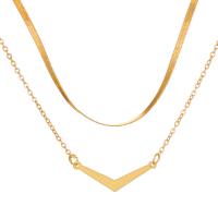 Zinc Alloy Necklace, gold color plated, Double Layer & fashion jewelry & for woman, golden cm 