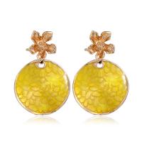 Enamel Zinc Alloy Drop Earring, Round, gold color plated, fashion jewelry & for woman, golden 