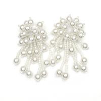 ABS Plastic Pearl Drop Earring, with Zinc Alloy, fashion jewelry & for woman, white 
