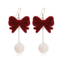 Fluffy Pom Pom Earrings, Zinc Alloy, with Velveteen, fashion jewelry & for woman 