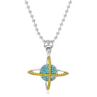 Rhinestone Zinc Alloy Necklace, silver color plated, fashion jewelry & for woman & with rhinestone, multi-colored, 38mm cm 