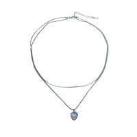 Resin Zinc Alloy Necklace, with Resin, with 6 extender chain, Heart, plated, Double Layer & fashion jewelry & for woman, 11mm cm 