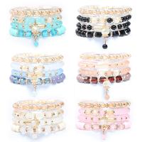 Zinc Alloy Crystal Bracelets, with Lampwork & Resin & Acrylic, plated, fashion jewelry & multilayer & Unisex 6-10mmu300150-55mm cm 