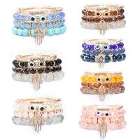 Zinc Alloy Crystal Bracelets, with Lampwork & Resin & Acrylic, plated, fashion jewelry & Unisex & evil eye pattern 6-10mmu300150-55mm cm 