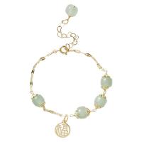 Gemstone Bracelets, Hetian Jade, with Green Aventurine, gold color plated, fashion jewelry & for woman 10.5mmu30018mm cm 