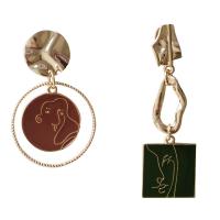 Asymmetric Earrings, Zinc Alloy, plated, fashion jewelry & for woman & enamel 