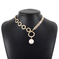 Rhinestone Zinc Alloy Necklace, with Plastic Pearl, fashion jewelry & for woman & with rhinestone cm 