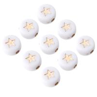 Enamel Acrylic Beads, Flat Round, DIY & with star pattern, white Approx 1mm 